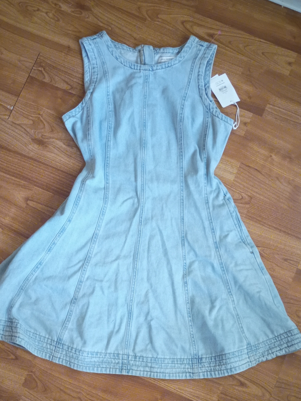 Light Blue Sleeveless Denim Midi Dress